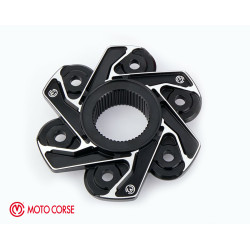 Moto Corse Ducati CNC Aluminum Sprocket Flange Cover (6 Holes) - Black/ Silver
