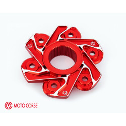 Moto Corse Ducati CNC Aluminum Sprocket Flange Cover (6 Holes) - Red/ Silver